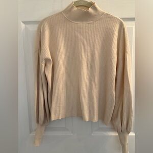 Cream Ribbed Knit Women’s Sweater